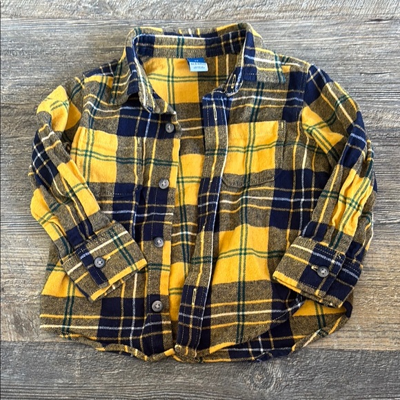Old Navy Yellow and Blue Plaid‎ Button Down Shirt - Picture 1 of 1